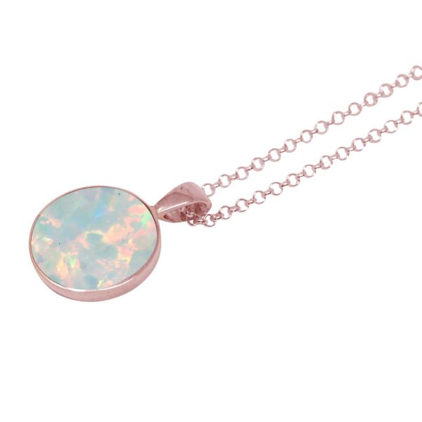 Rose Gold Opalite Sun Ice Round Pendant