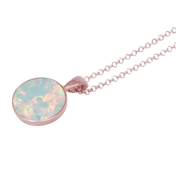 Rose Gold Opalite Sun Ice Round Pendant