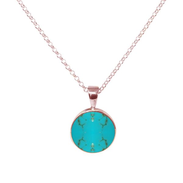 Rose Gold Turquoise Round Pendant