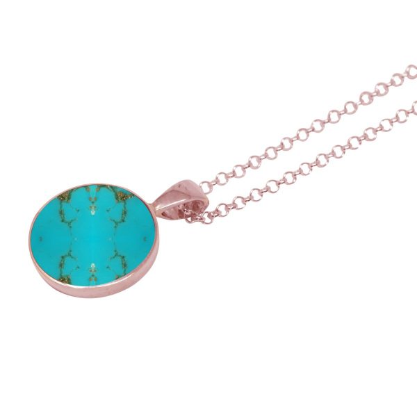 Rose Gold Turquoise Round Pendant