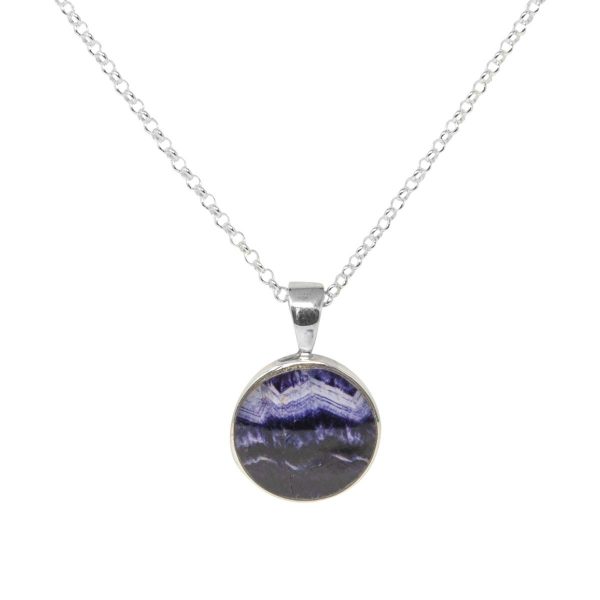 Silver Blue John Round Pendant