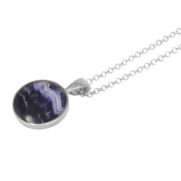 Silver Blue John Round Pendant