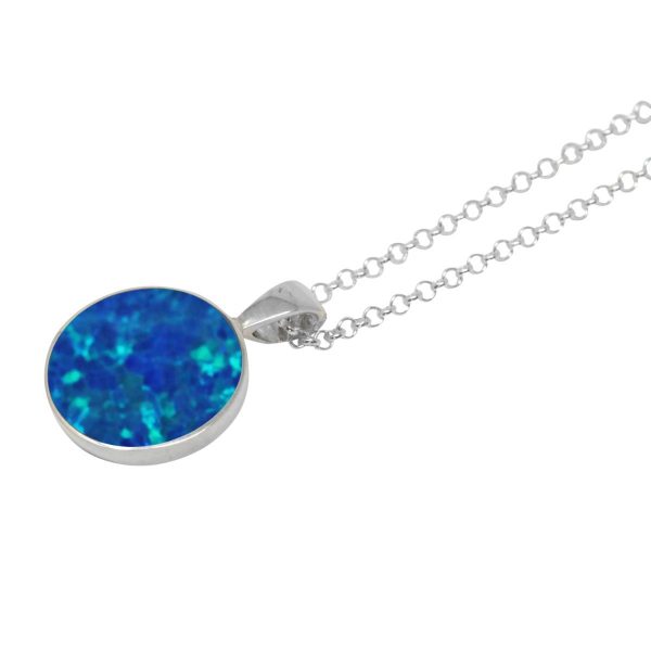 Silver Opalite Cobalt Blue Round Pendant