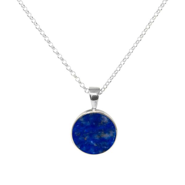 Silver Lapis Round Pendant