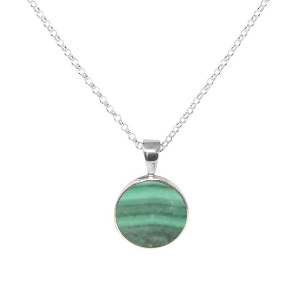 Silver Malachite Round Pendant