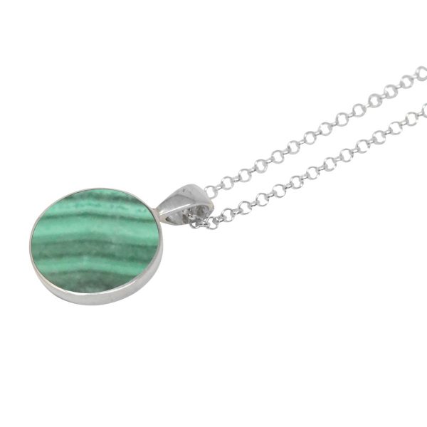 Silver Malachite Round Pendant