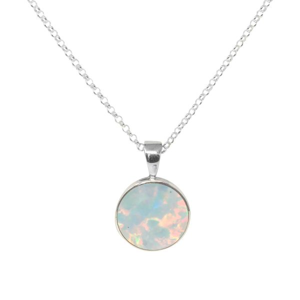 Silver Opalite Sun Ice Round Pendant