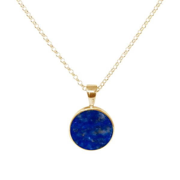 Yellow Gold Lapis Round Pendant