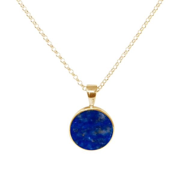 Yellow Gold Lapis Round Pendant