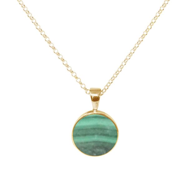 Yellow Gold Malachite Round Pendant