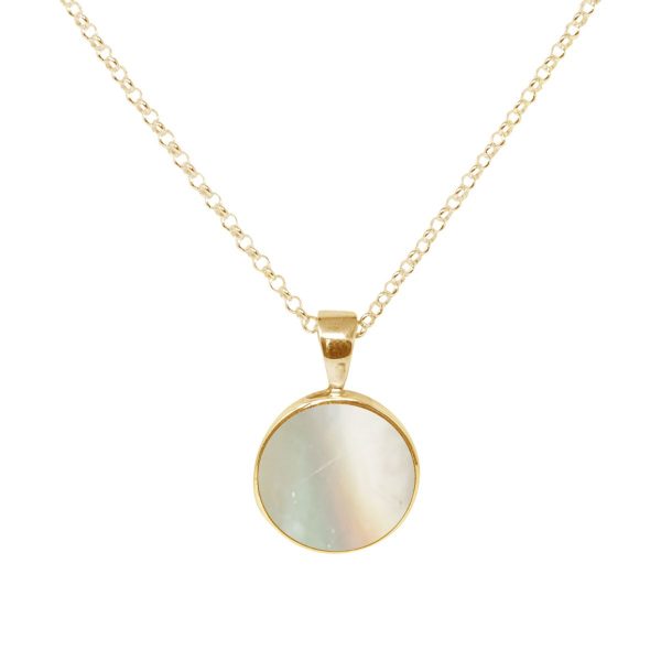 Yellow Gold Mother of Pearl Round Pendant