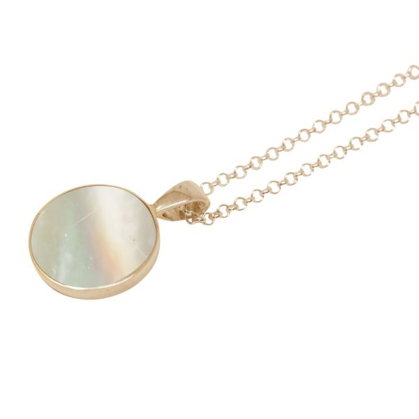Yellow Gold Mother of Pearl Round Pendant