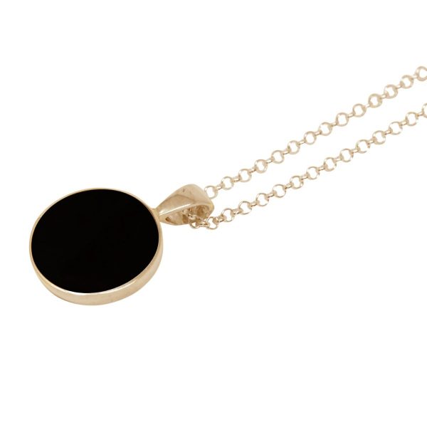 Yellow Gold Whitby Jet Round Pendant