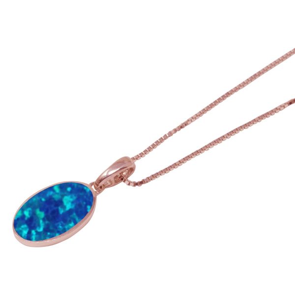 Rose Gold Cobalt Blue Oval Pendant