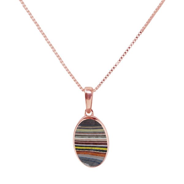 Rose Gold Fordite Oval Pendant