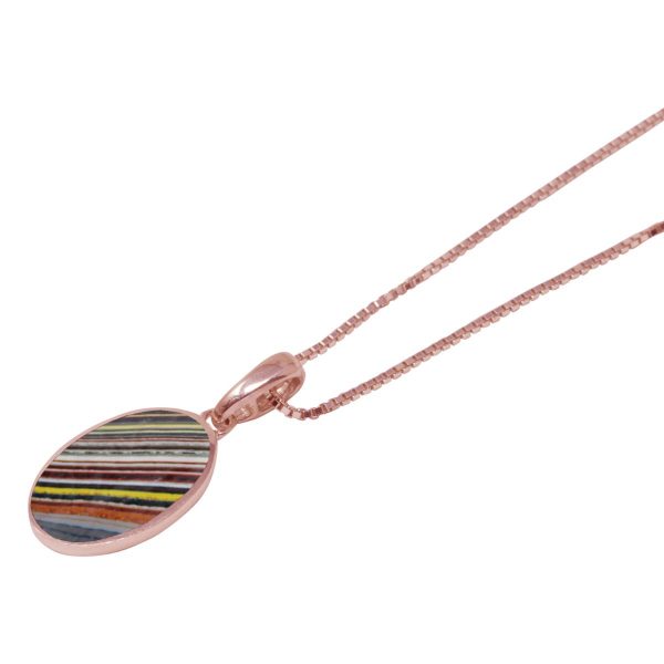 Rose Gold Fordite Oval Pendant