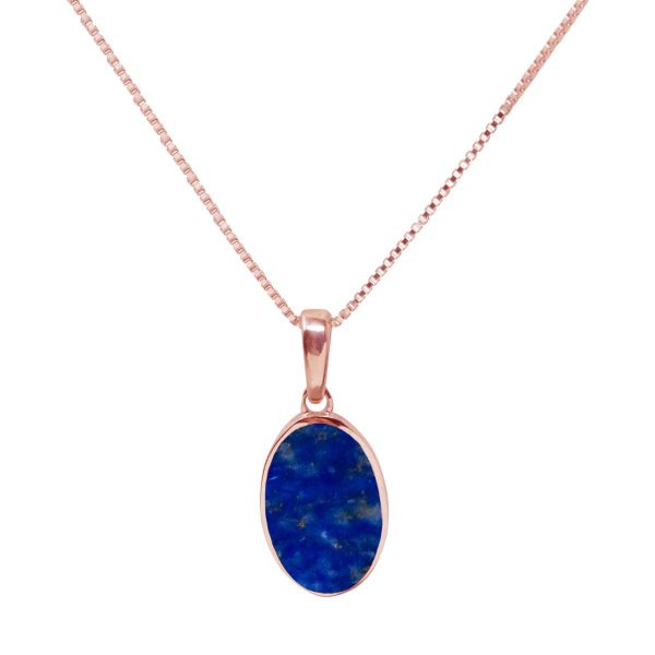 Rose Gold Lapis Oval Pendant