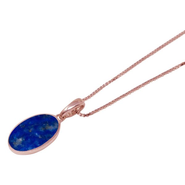 Rose Gold Lapis Oval Pendant