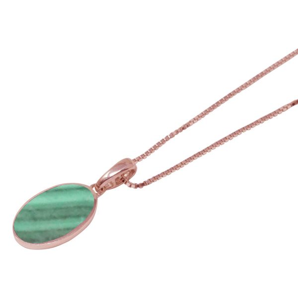 Rose Gold Malachite Oval Pendant