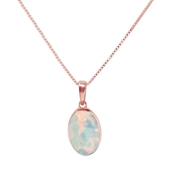 Rose Gold Opalite Sun Ice Oval Pendant