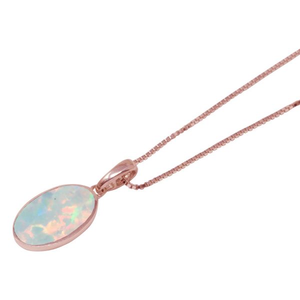 Rose Gold Opalite Sun Ice Oval Pendant