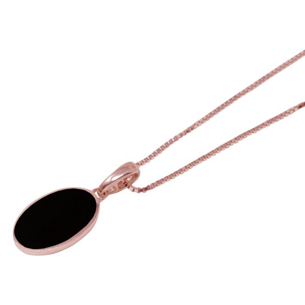 Rose Gold Whitby Jet Oval Pendant