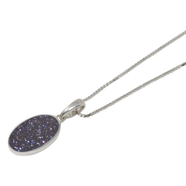 Silver Blue Goldstone Oval Pendant