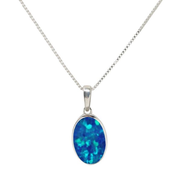 Silver Cobalt Blue Oval Pendant