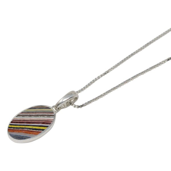 Silver Fordite Oval Pendant