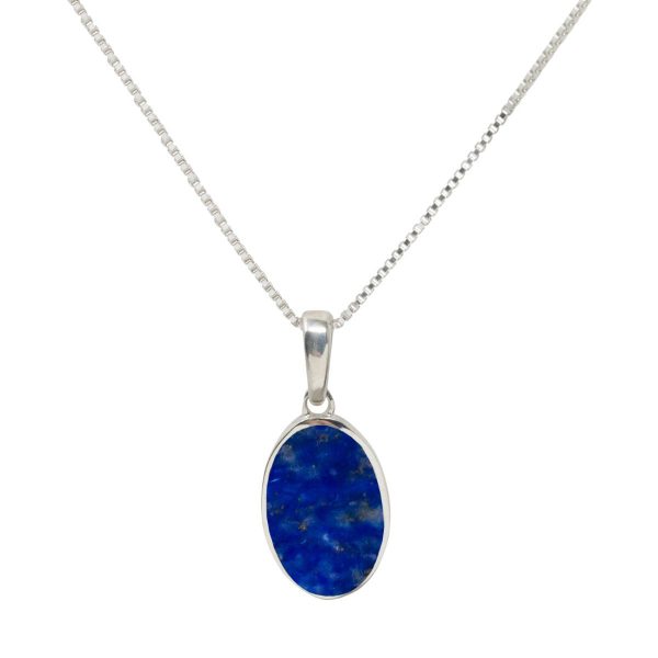 Silver Lapis Oval Pendant