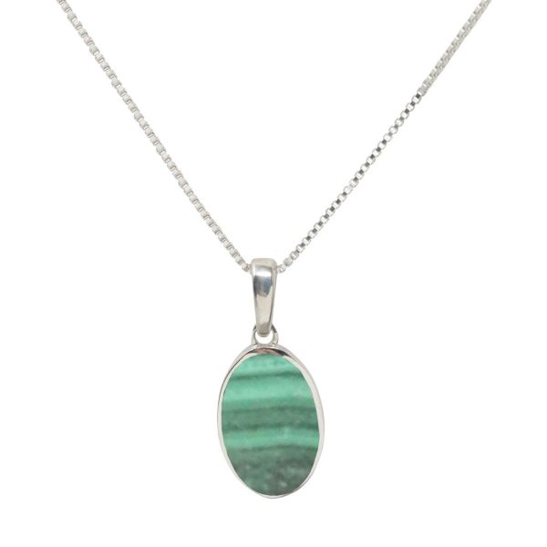 Silver Malachite Oval Pendant