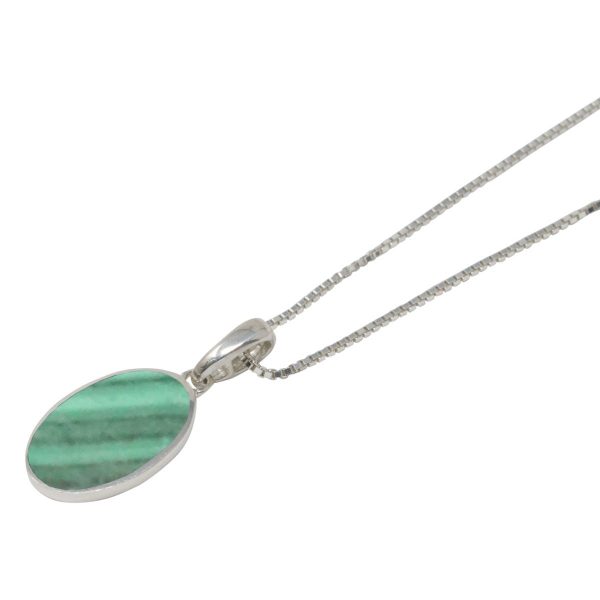 Silver Malachite Oval Pendant