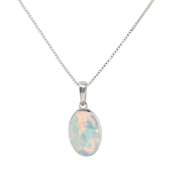 Silver Opalite Sun Ice Oval Pendant