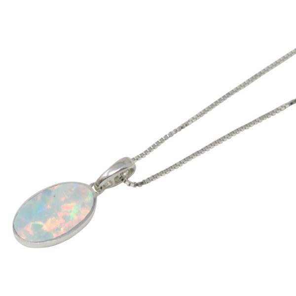 Silver Opalite Sun Ice Oval Pendant