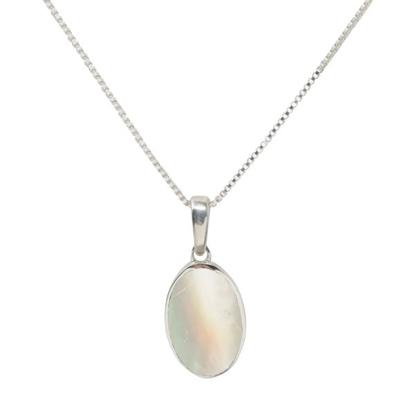 White Gold Mother of Pearl Oval Pendant