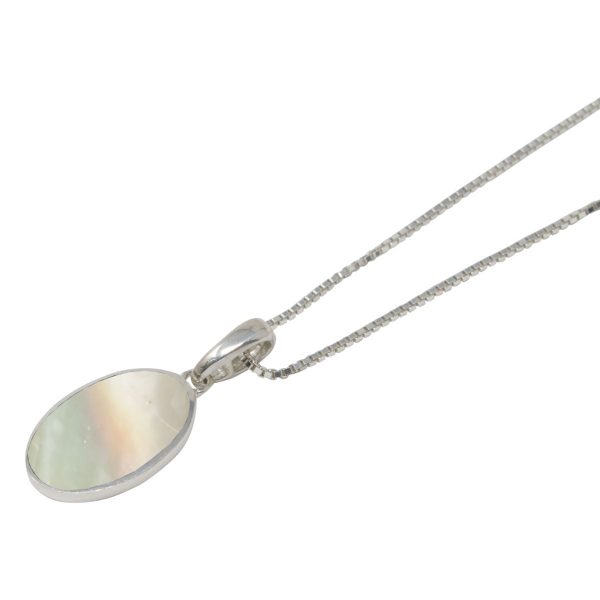 White Gold Mother of Pearl Oval Pendant