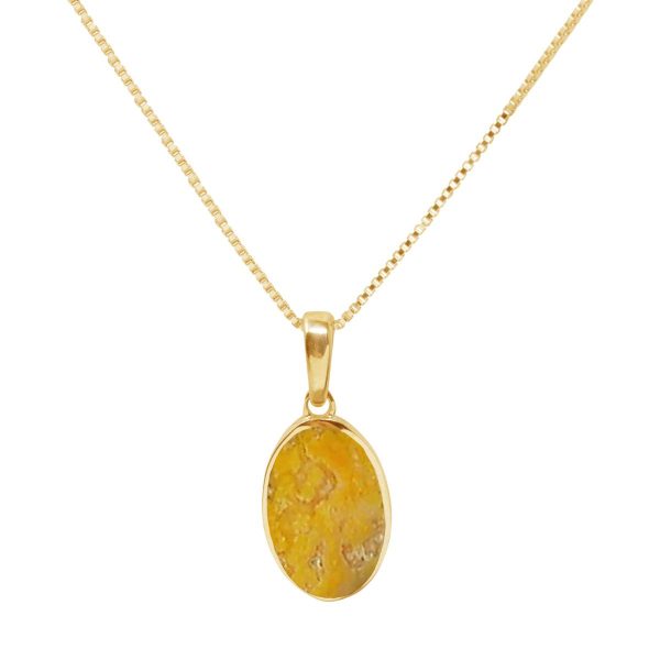 Yellow Gold Bumblebee Jasper Oval Pendant