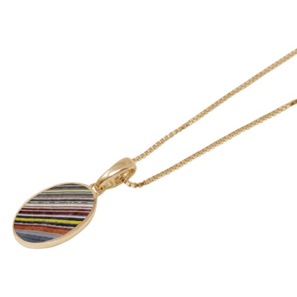 Yellow Gold Fordite Oval Pendant