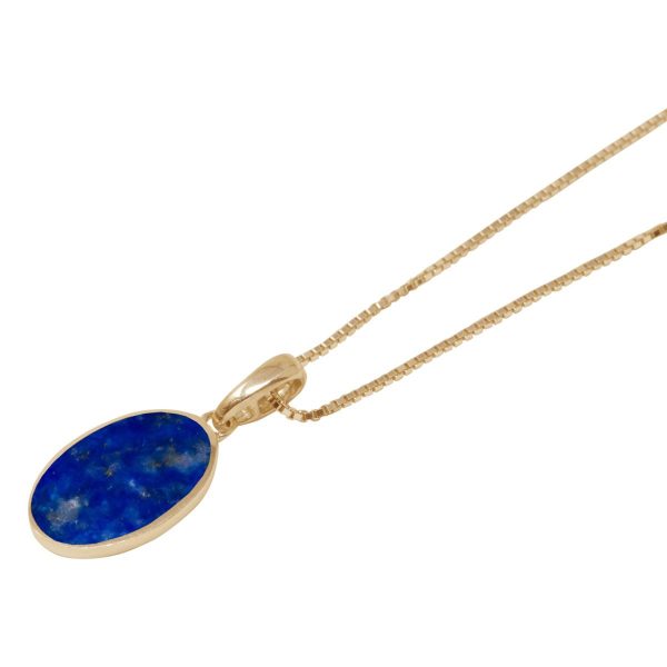 Yellow Gold Lapis Oval Pendant