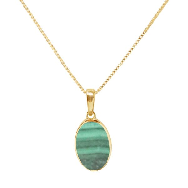 Yellow Gold Malachite Oval Pendant