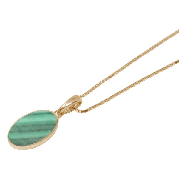 Yellow Gold Malachite Oval Pendant