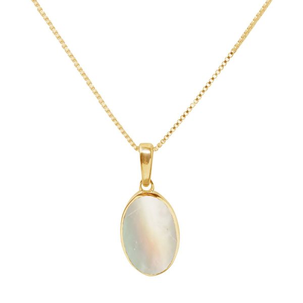 Yellow Gold Mother of Pearl Oval Pendant