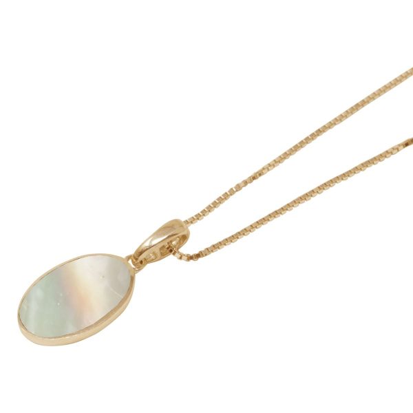 Yellow Gold Mother of Pearl Oval Pendant