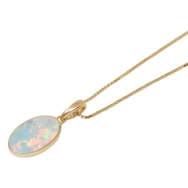 Yellow Gold Opalite Sun Ice Oval Pendant