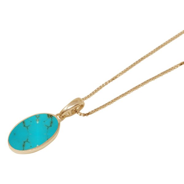 Yellow Gold Turquoise Oval Pendant