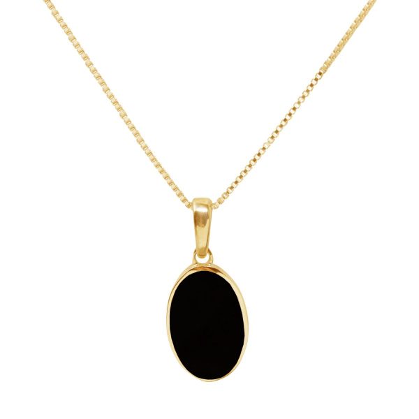 Yellow Gold Whitby Jet Oval Pendant