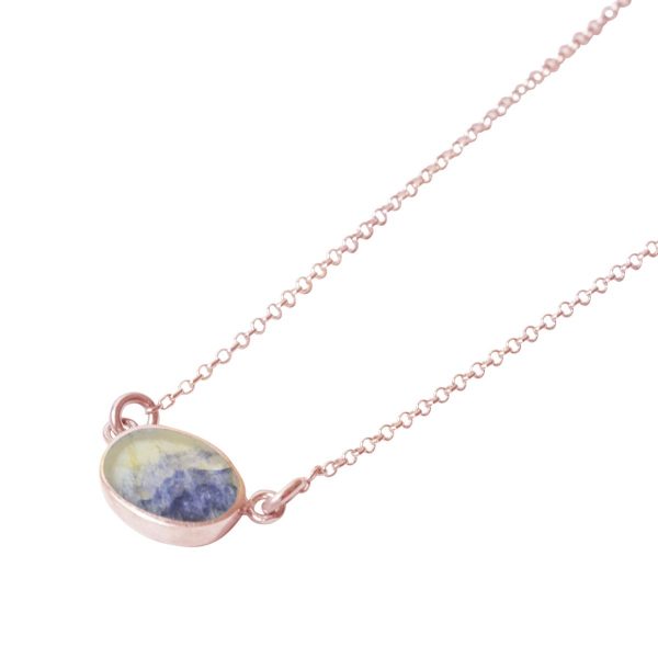 Rose Gold Blue John Oval Single Stone Choker