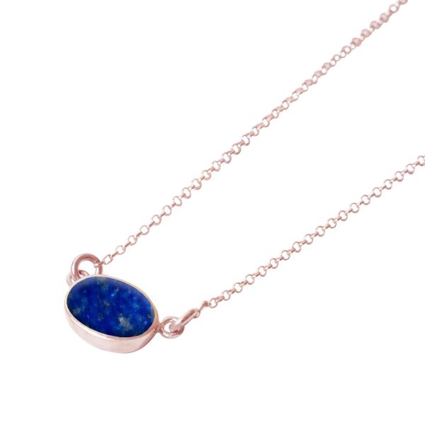 Rose Gold Lapis Oval Single Stone Choker