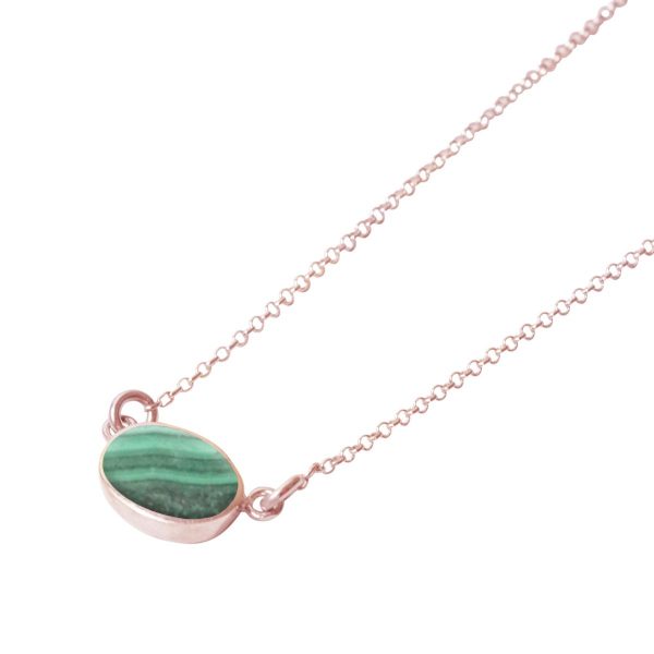 Rose Gold Malachite Oval Single Stone Choker