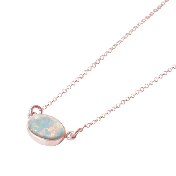 Rose Gold Opalite Sun Ice Oval Single Stone Choker